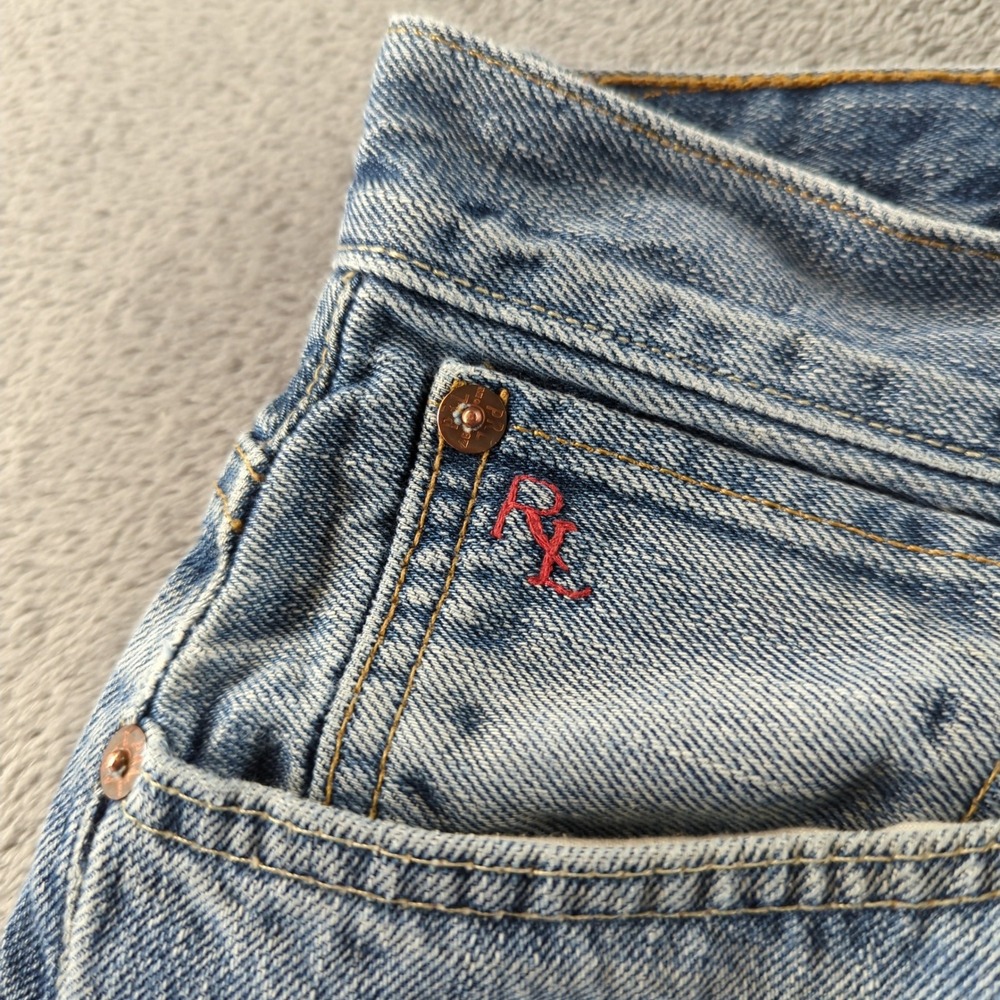 Polo Ralph Lauren Jean Shorts Mens 32 Blue Light Wash Vintage 67 Cut Off Jorts - Picture 2 of 15